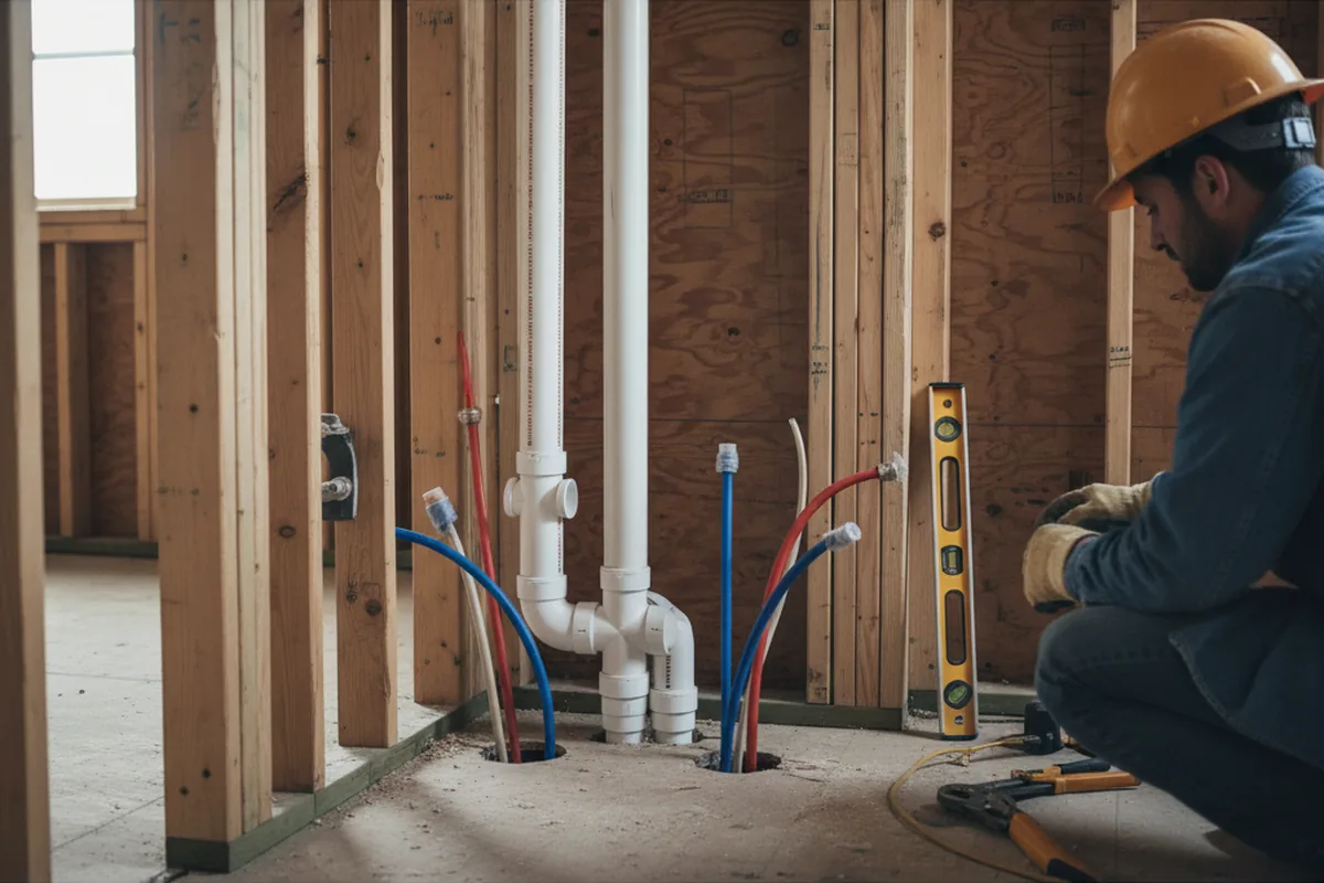 Drain and supply rough-in during Drain Cleaning in Wilmot